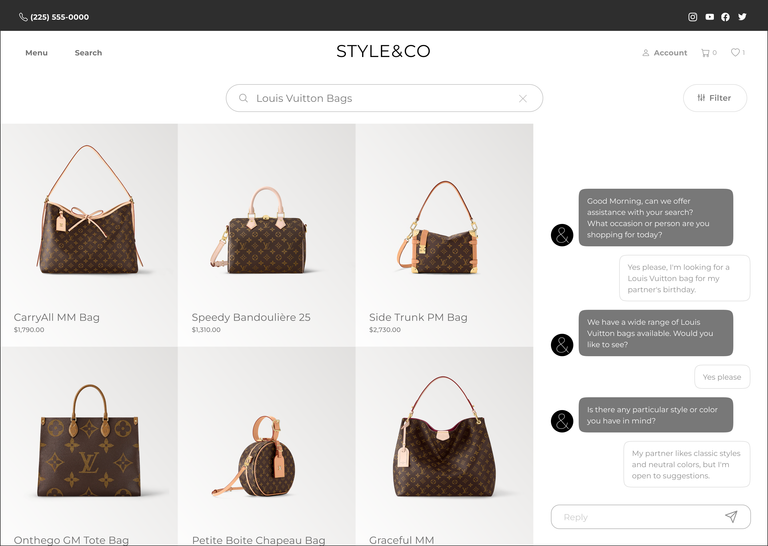 Generative product recommendations interface screenshot