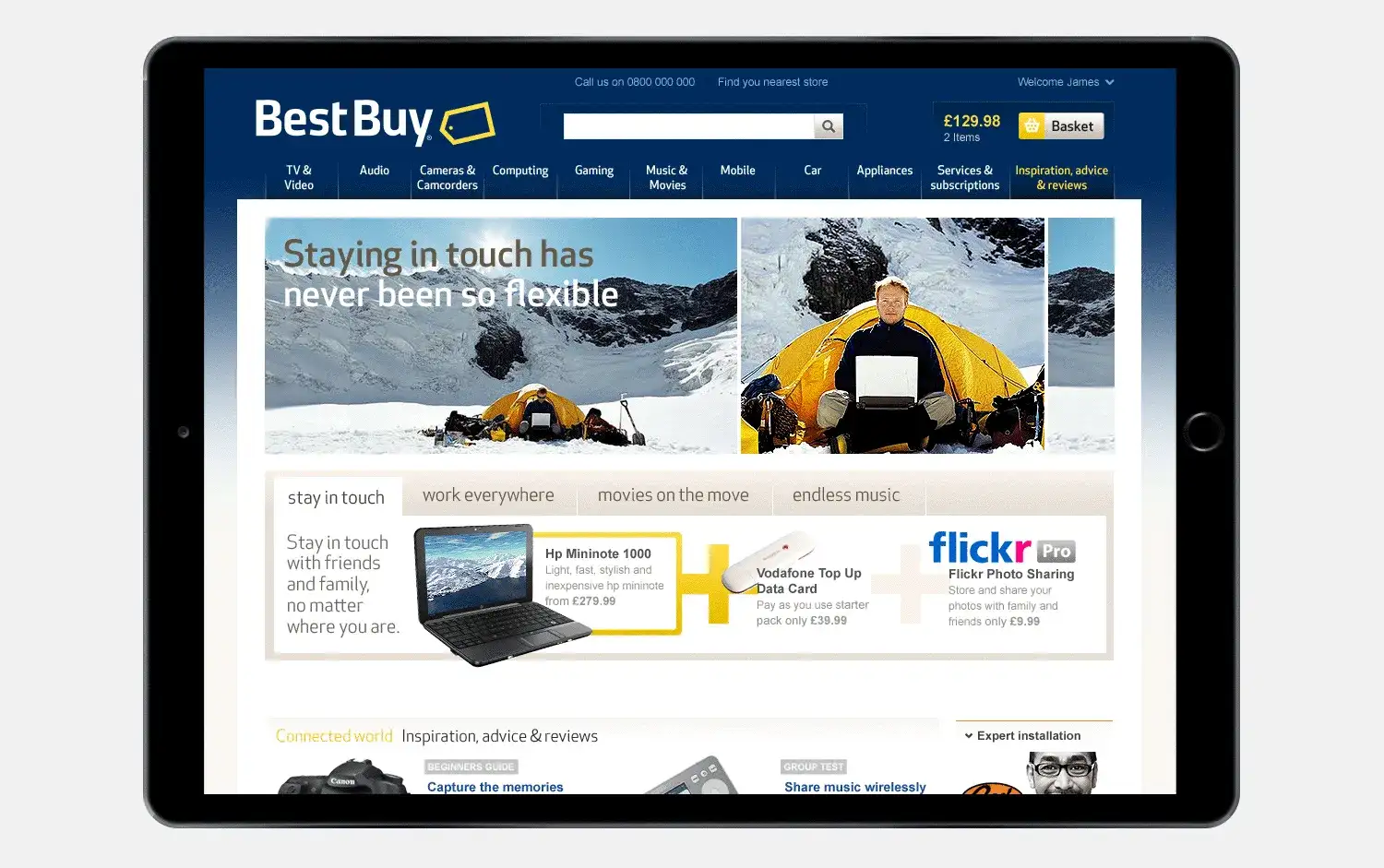 Best Buy UK online experience homepage design