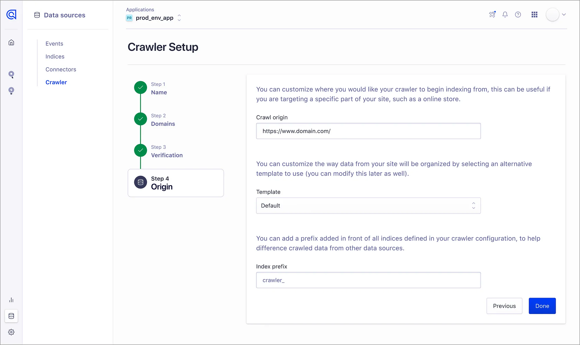 Crawler domain authentication onboarding confirmation