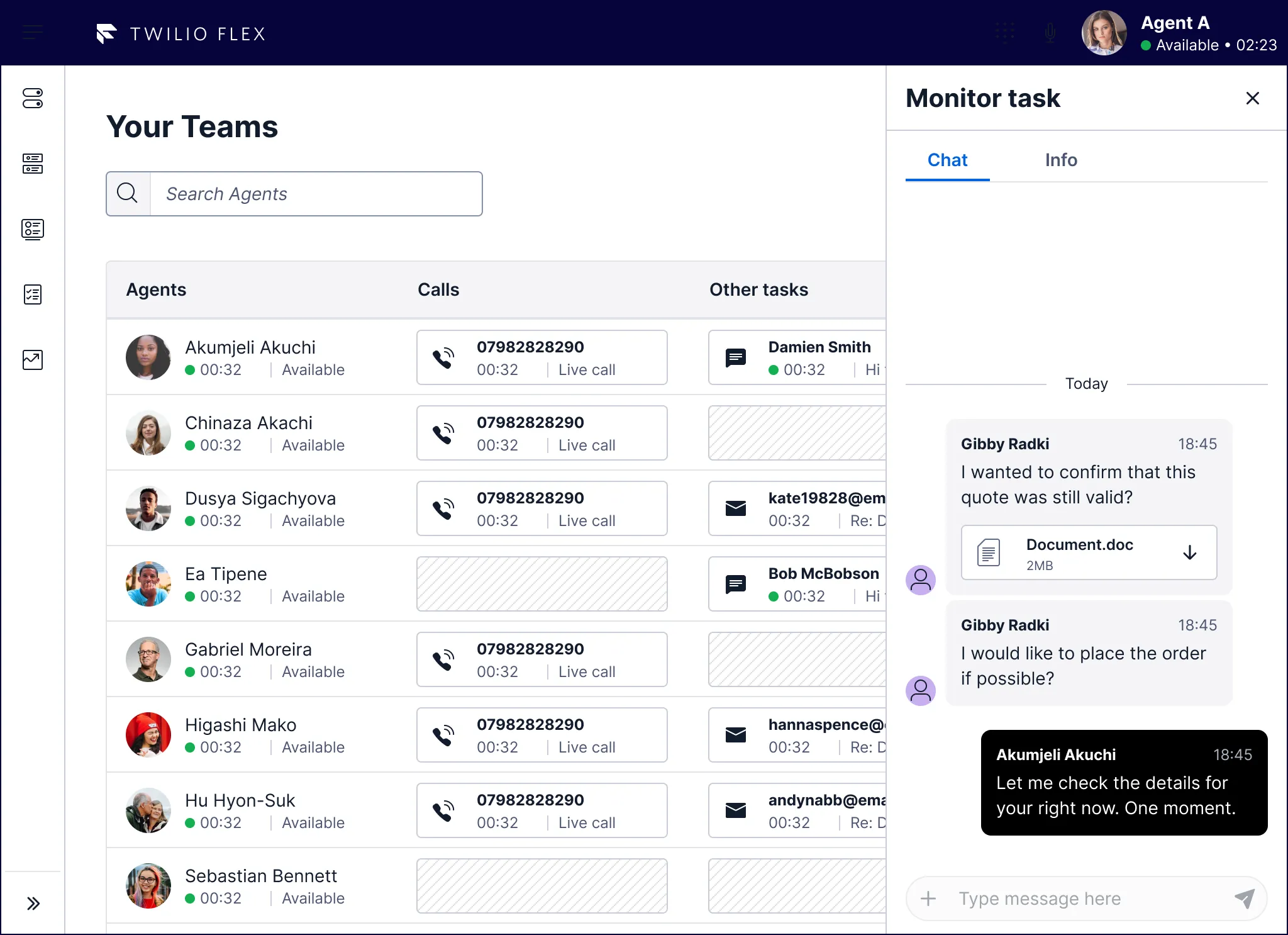 Twilio Flex Teams View for agent and queue management