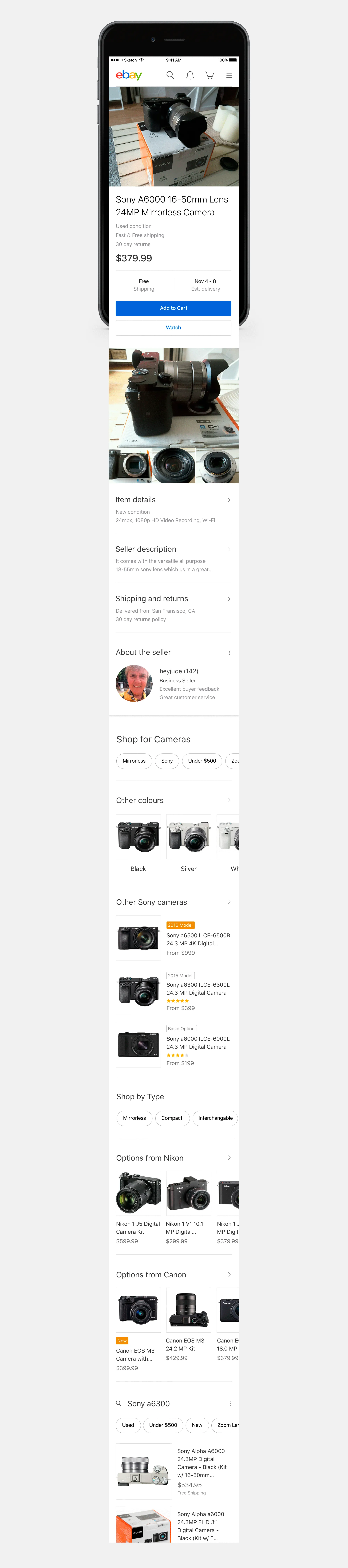 eBay view item concept showing item highlights and related product discovery